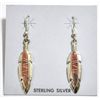 Image 1 : Navajo Rhodochrosite Sterling Silver French Hook Earrings - Calvin Begay