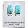 Image 1 : Navajo Turquoise Curved Sterling Silver Post Earrings - Calvin Begay