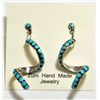 Image 1 : Zuni Turquoise Dot Spiraling Sterling Silver Post Earrings