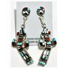 Image 1 : Zuni Multi-Stone Rainbow Kachina Sterling Silver Post Earrings - Herbert Cellicion