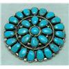 Image 1 : Navajo Turquoise Medium Circle Large Stone Pendant & Pin