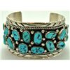 Image 1 : Old Pawn Turquoise Cluster Sterling Silver Cuff Bracelet - T. Benally