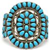 Image 1 : Old Pawn Navajo Turquoise Cluster Sterling Silver Bracelet - J.M.