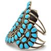 Image 2 : Old Pawn Navajo Turquoise Cluster Sterling Silver Bracelet - J.M.