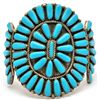 Image 1 : Old Pawn Navajo Turquoise Cluster Sterling Silver Bracelet - J.J.B.