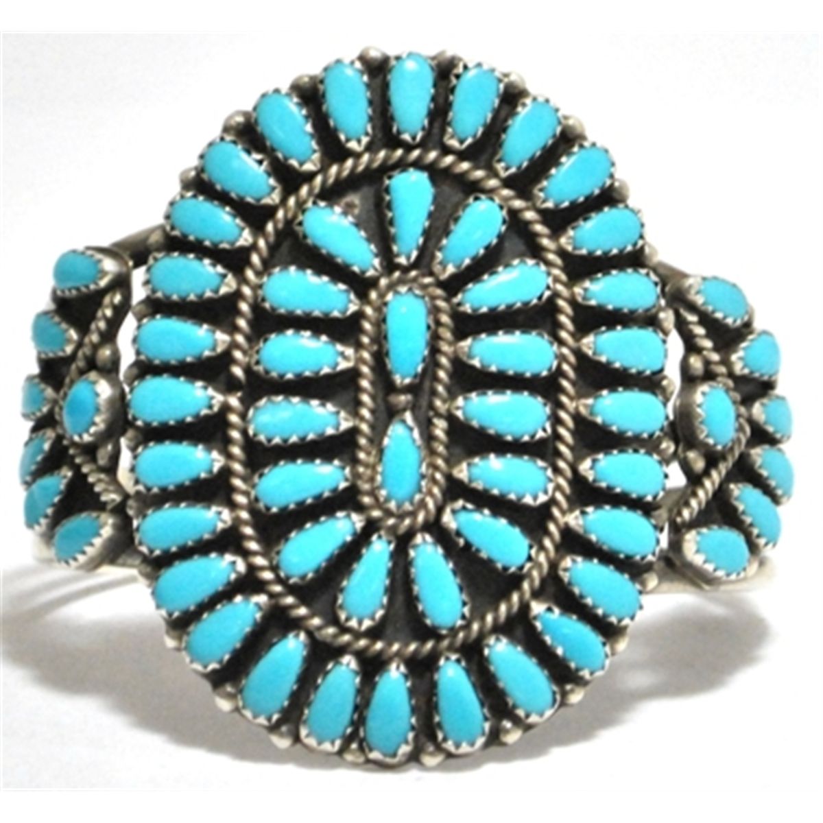 Old Pawn Turquoise Needlepoint Cluster Sterling Silver Cuff Bracelet ...