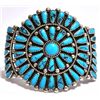 Image 1 : Old Pawn Turquoise Needlepoint Sterling Silver Cuff Bracelet - DY