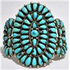 Image 1 : Old Pawn Turquoise Needlepoint Sterling Silver Cuff Bracelet - JW