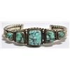 Image 1 : Old Pawn #8 Number Eight Turquoise Sterling Silver Cuff Bracelet - B Johnson