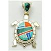 Image 1 : Navajo Multi-Stone Turtle Pendant - Calvin Begay