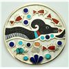 Image 1 : Zuni Multi-Stone Sea Serpent Sterling Silver Circle Pendant & Pin - Rudell & Nancy Laconsello