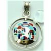 Image 1 : Zuni Multi-Stone Spinner Rainbow Kachina and Sun Design Small Pendant - Pete Natachu