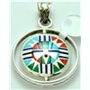Image 2 : Zuni Multi-Stone Spinner Rainbow Kachina and Sun Design Small Pendant - Pete Natachu