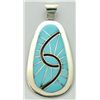 Image 1 : Zuni Turquoise Large Oval Pendant - Amy Quandelacy