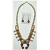 Image 1 : Navajo Coral Small Necklace & Earrings Set - Lenore Garcia