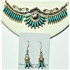 Image 2 : Zuni Turquoise Wide Pendant Necklace & Earrings Set