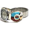 Image 4 : Zuni Multi-Stone Sunface Sterling Silver Men's Watch w/Spinner - Don Dewa