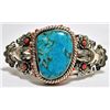 Image 1 : Old Pawn Spider Web Kingman Turquoise Sterling Silver Cuff Bracelet - SH_KEY
