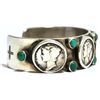 Image 2 : Old Pawn Turquoise & Mercury / Winged Liberty Dime Sterling Silver Cuff Bracelet - V&C Hale