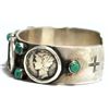 Image 3 : Old Pawn Turquoise & Mercury / Winged Liberty Dime Sterling Silver Cuff Bracelet - V&C Hale