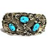 Image 1 : Old Pawn Turquoise Flying Eagle Sterling Silver Cuff Bracelet - Allen Chee