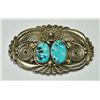 Image 1 : Old Pawn Turquoise Rough 2-Stone Sterling Silver Buckle