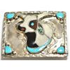 Image 1 : Old Pawn Multi-Stone Cow Sterling Silver Buckle