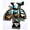 Image 1 : Old Pawn Multi-Stone Bird Kachina Sterling Silver Pendant & Pin - OZ?