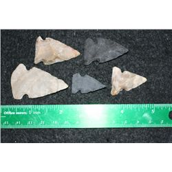 Vintage Indian Arrowhead, lot of 5