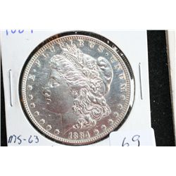 1884 Silver Morgan $1, MS63, Proof Like
