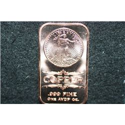 2012 Copper Ingot, .999 fine 1 oz.