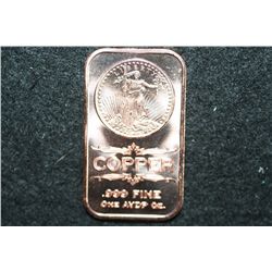 2012 Copper Ingot, .999 fine 1 oz.