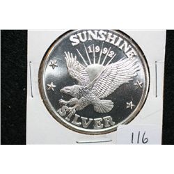 1992 Sunshine Silver Mining, .999 fine 1 oz.