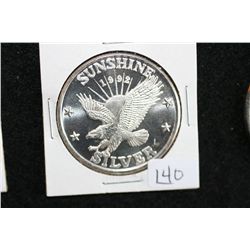 1992 Sunshine Silver Mining, .999 fine 1 oz.