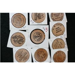 Wooden Nickel, various vendors & dates, lot of 10