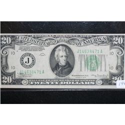 1934 US Federal Reserve Note $20, Kansas City Reserve, #J14638471A