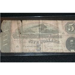 1864 Confederate State of America $5, #33022