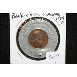 1949-D Bendix Automatic Washer "Good Luck" token w/penny