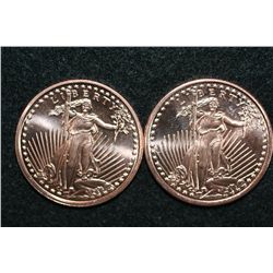 2011 Copper Round, .999 fine 1 oz., lot of 2