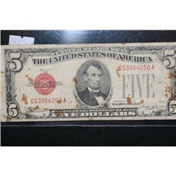 1928-D US Note $5, Red Seal, #G53964250A