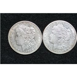 1921-S Silver Morgan $1 & 1921-D Silver Morgan $1, lot of 2