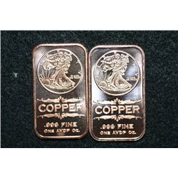 2011 Copper Ingot, .999 fine 1 oz., lot of 2
