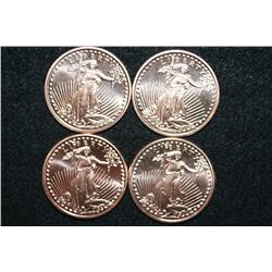 2011 Copper Round, .999 fine 1 oz., lot of 4