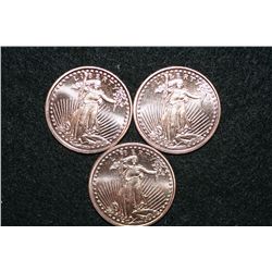 2011 Copper Round, .999 fine 1 oz., lot of 3