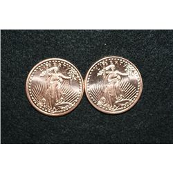 2011 Copper Round, .999 fine 1 oz., lot of 2