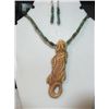 Image 1 : HANDCARVED ONE-OF-A-KIND BONE GECKO PENDANT AND TURQU
