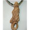 Image 2 : HANDCARVED ONE-OF-A-KIND BONE GECKO PENDANT AND TURQU