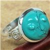 Image 1 : HANDCARVED TURQUOISE FACE SET IN STERLING SILVER RING