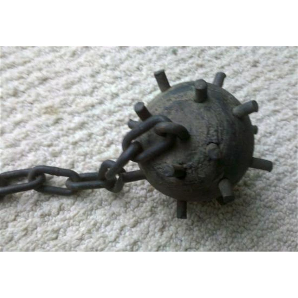 vintage mace ball and chain weapon measures 19 1/2 inc