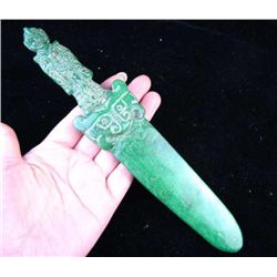 Handcarved Old jade Guardian dagger